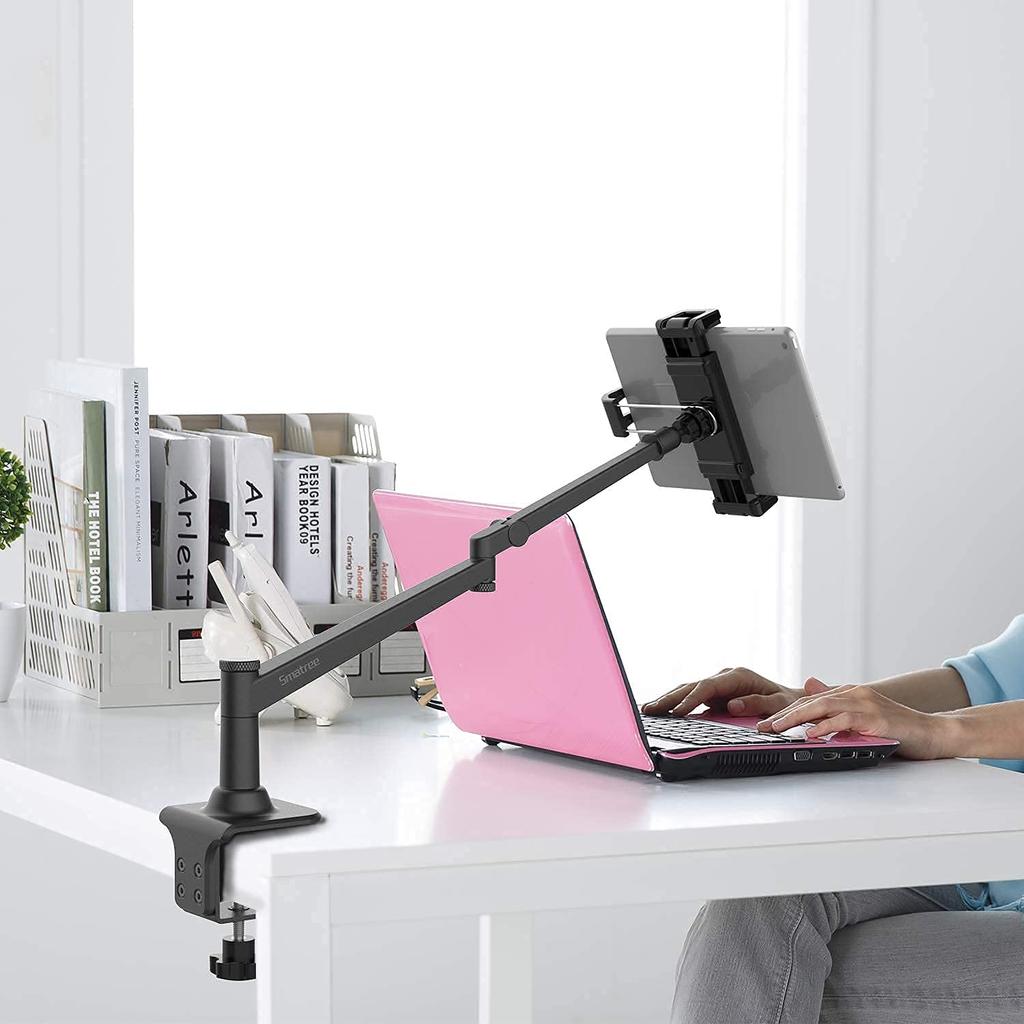 Smatree iPad Desktop Tablet Arm Highly Compatible with Inch Tablets and Tablet iPhone Smartphone iPad and Nintendo Adjustable Free Rotation "Metal"