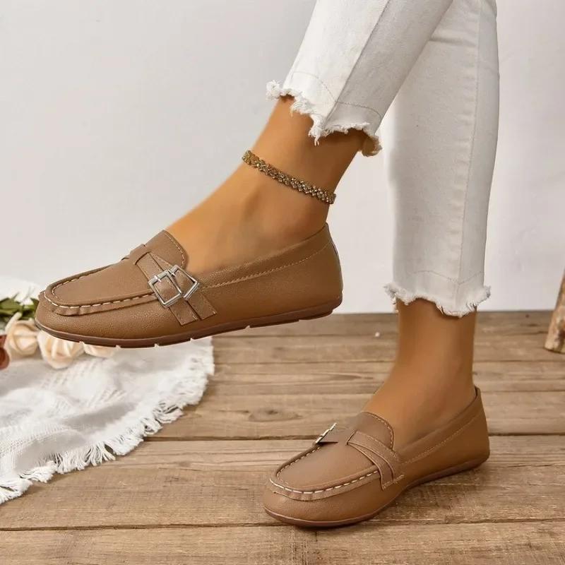 2024 Damen Leder Slipper Schuhe Täglich Damen Flats Damenschuhe Weiblich Frühling Mokassins Lässige Slipper Schuhe Damen Slipper