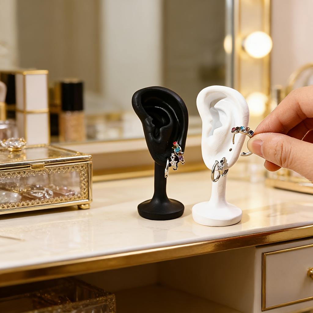 Realistic Ear-Shaped Earring Display Stand Suitable for Dresser - Freestanding Ear Organizer with Ear for Earrings Storage