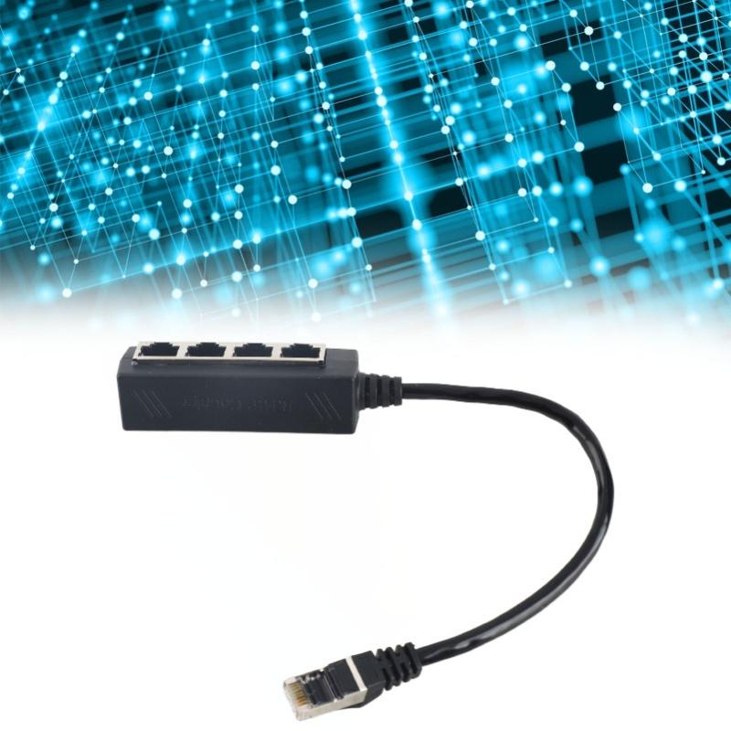 RJ45 Splitter Adapter 1 To 4 Port Smooth Transmission Excellent Connection Network Cable Adapter