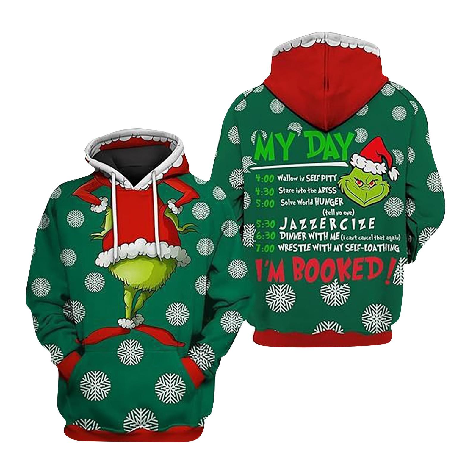 

Рождественская зеленая 3D цифровая печать Повседневная толстовка с капюшоном Толстовка XL
