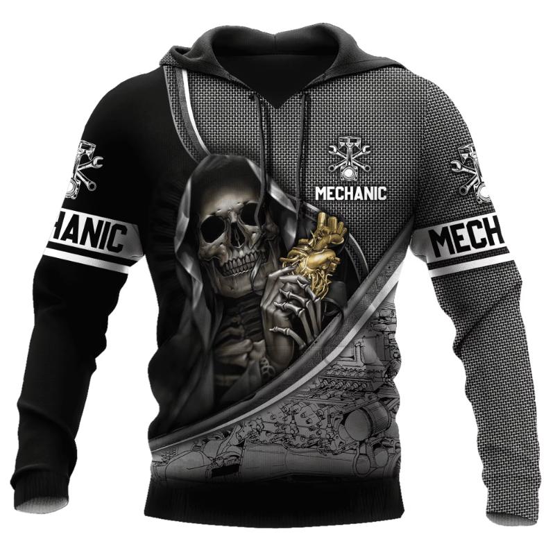 3D Print Men's Mechanic Graphic Hoodies Autumn Creative Personality Design Long Sleeve Sweatshirt Loose Daily Casual Fashion Top
