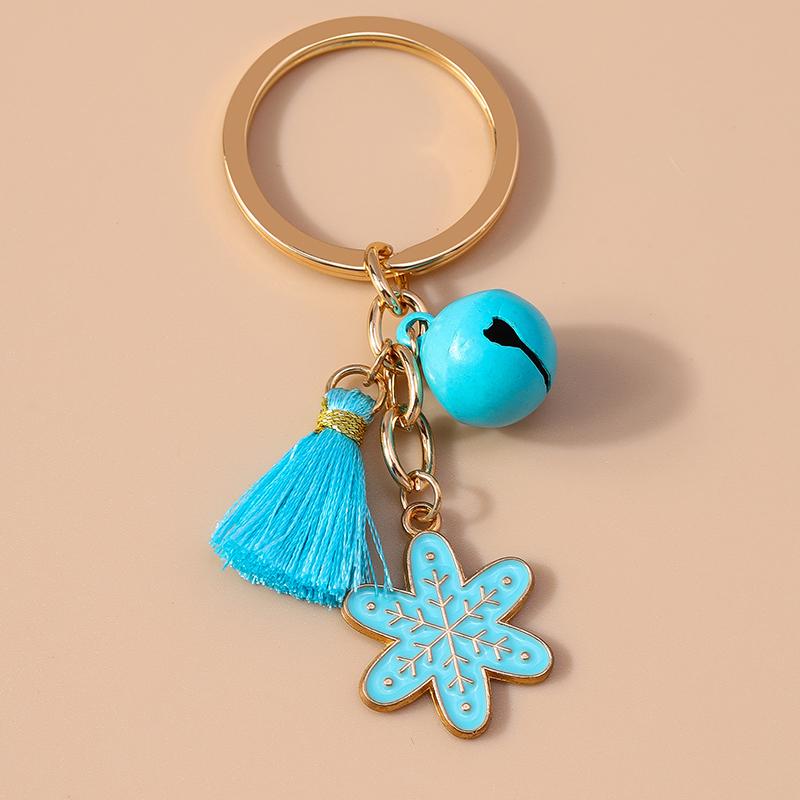 Pretty Christmas Santa Claus Snowflake Keychain Women Girls Tassels Key Ring Pendant for Handbag Decor DIY Key Chain Gift