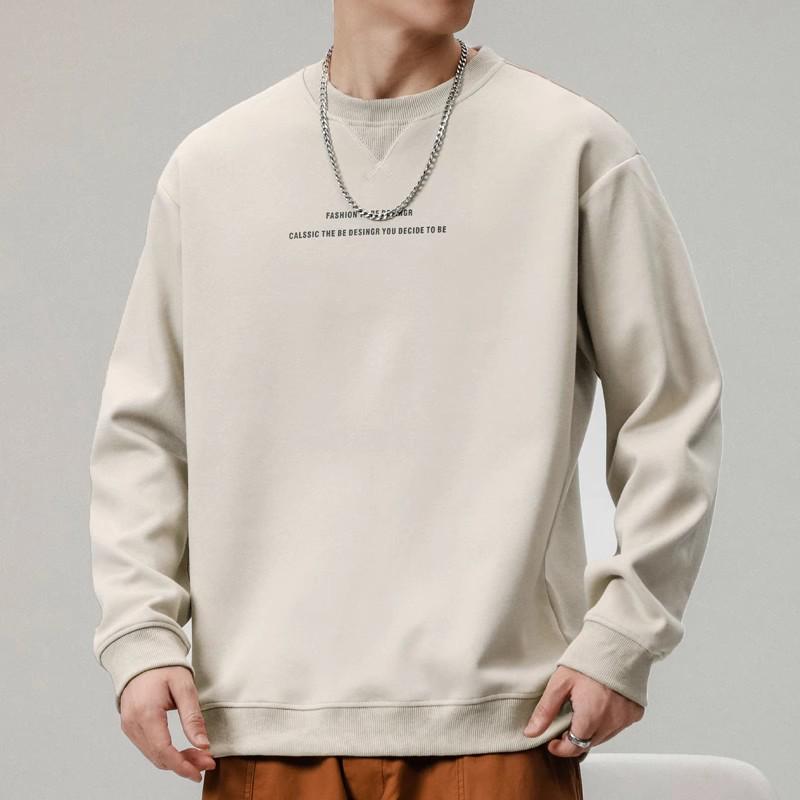 Men's Plus Velvet Warm Round Neck Hoodie - Autumn/Winter Style Long Sleeve Base Layer for Teens