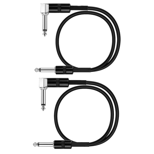 

45cm Patch Cables for Guitar Effects Pedals, Black, L-S Plug, Set of 2 (18in/45cm)