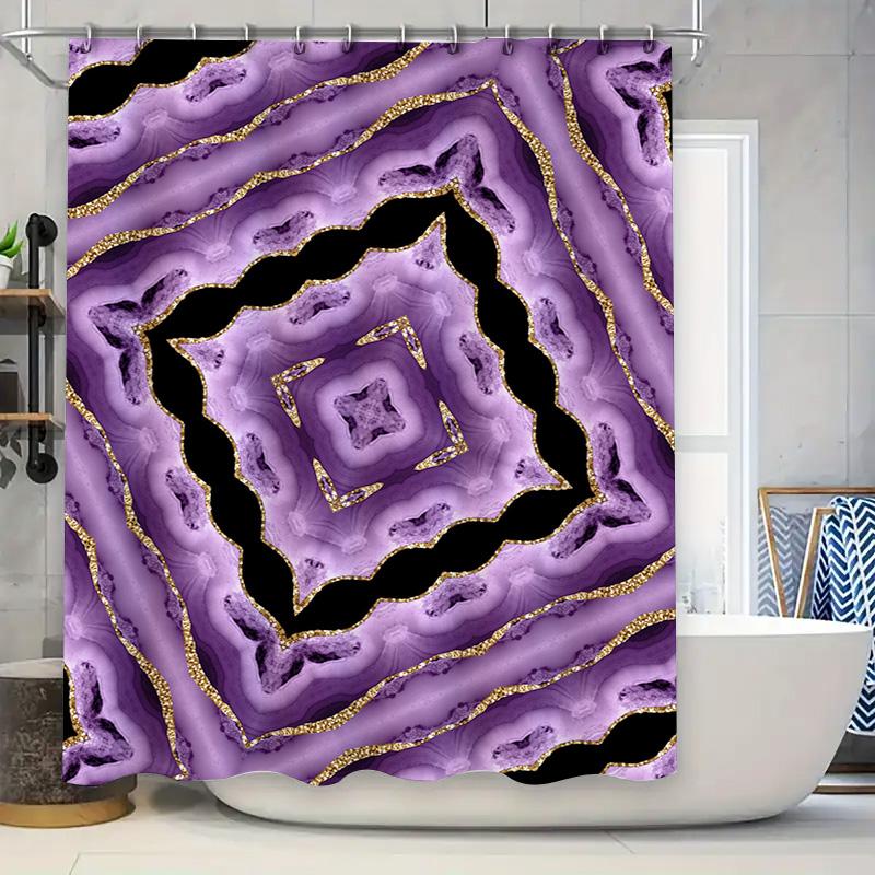 

Luxury Purple Geode Shower Curtain Waterproof Fabric For Bathroom Decor W60H190(CM)-1 Pcs