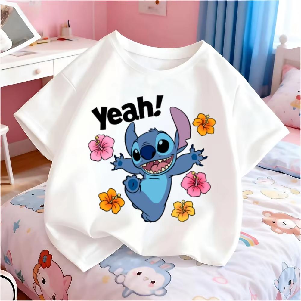 2026 New Stitch Breathable Boys Sports Cute T-shirt Couple Parent-child Clothing Summer Fashion Casual Children's T-shirt