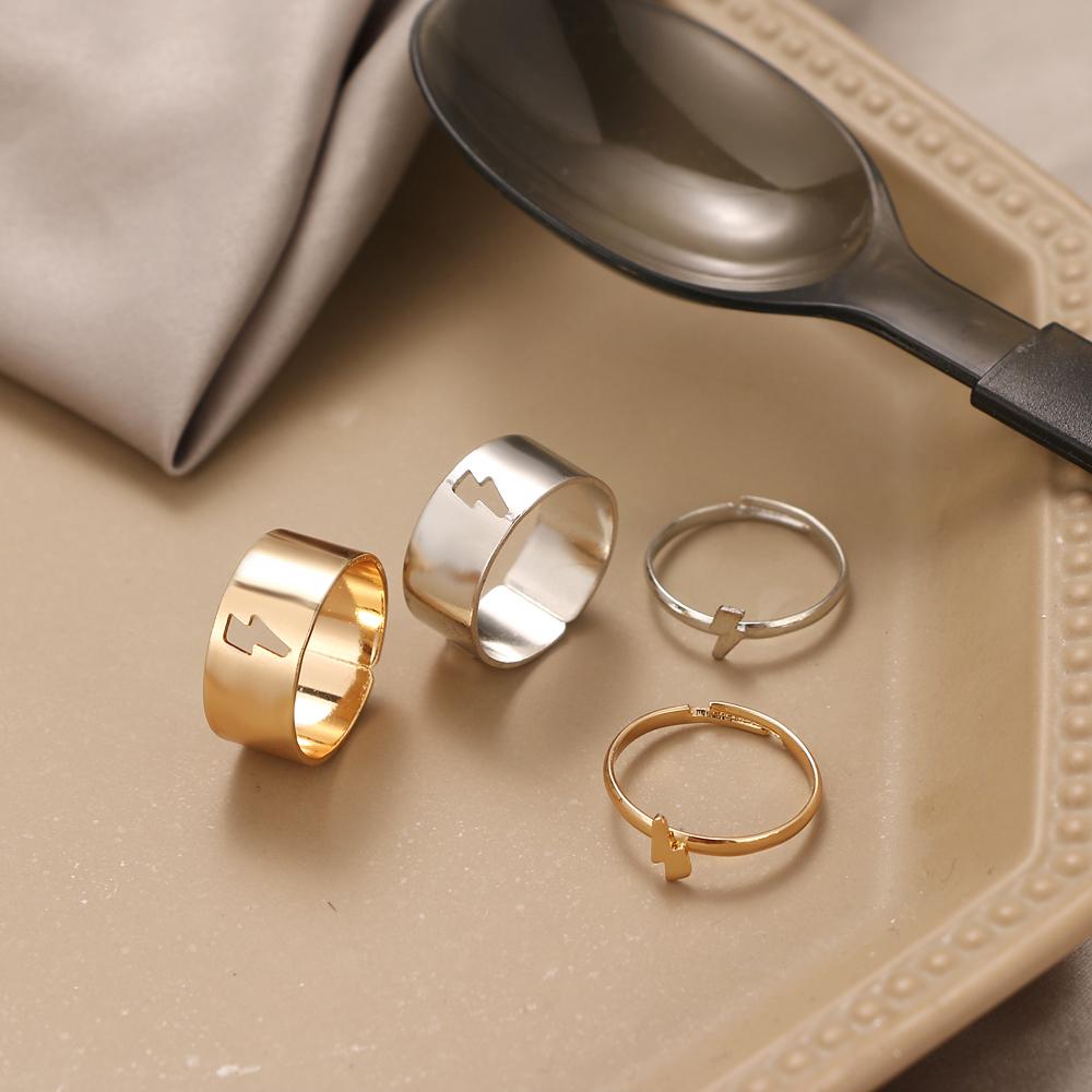 Retro Fashion Ring Open Dinosaur Ring Trend Lightning Ring Simple Couple Ring Jewelry