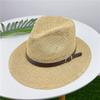 Summer Beach Leather Button Straw Hat Sun Hat Men's British Versatile Women's Hollow Sun Couple Jazz Hat