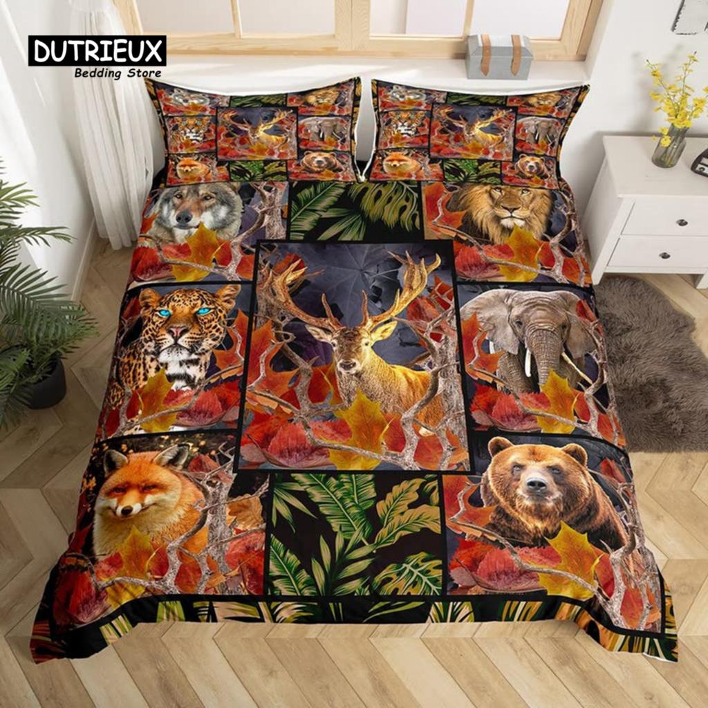Cowhide Sunflower Duvet Cover Western Farm Animal Skin Bedding Set Microfiber Cow Fur Comforter Cover Twin For Boys Girls Room