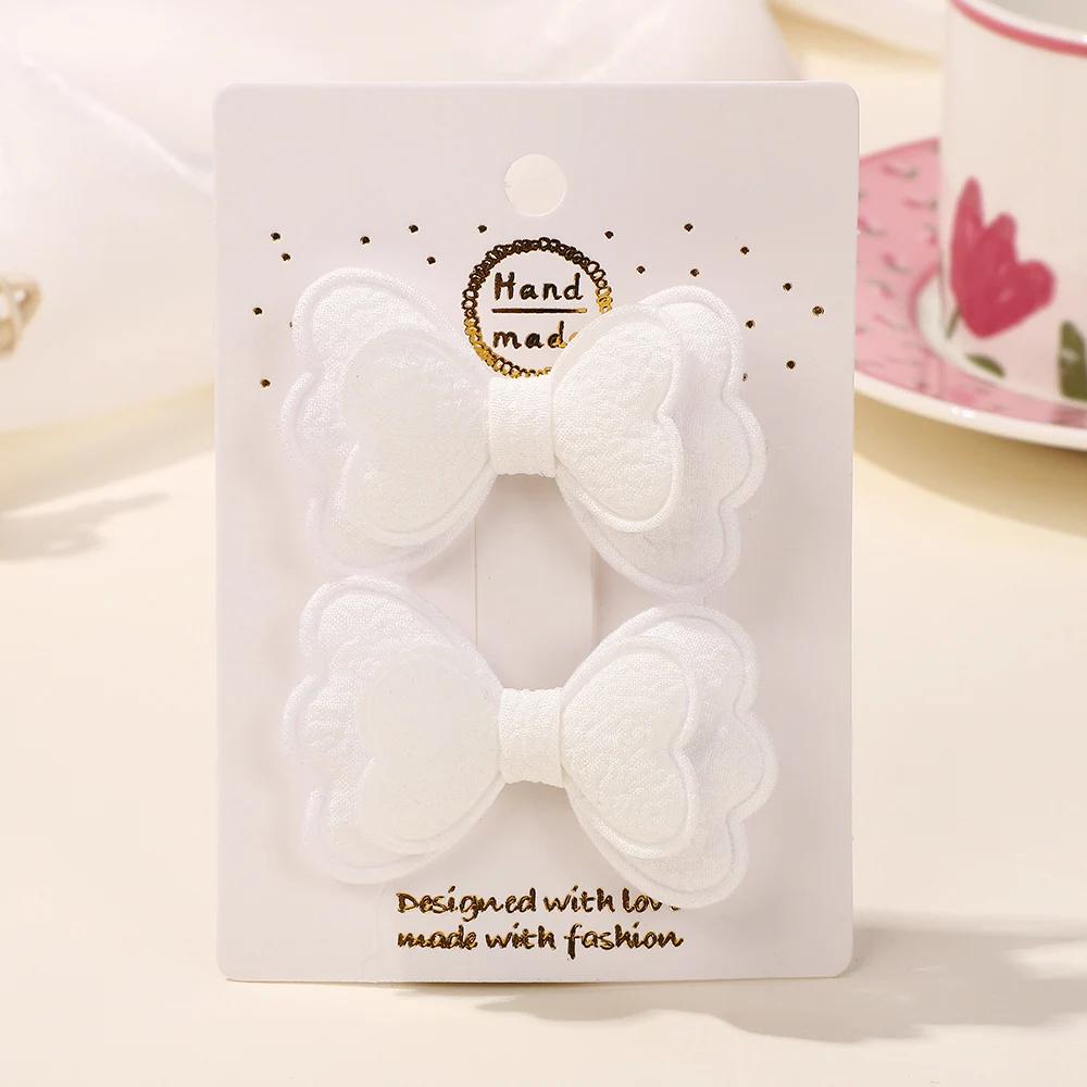 

BABY BOWS 2Pcs/lot 2.2inch Sweet Bowknot Hair Clips Set Girls Double Ponytail Barrette Solid Color Hairgripes Children Headwear