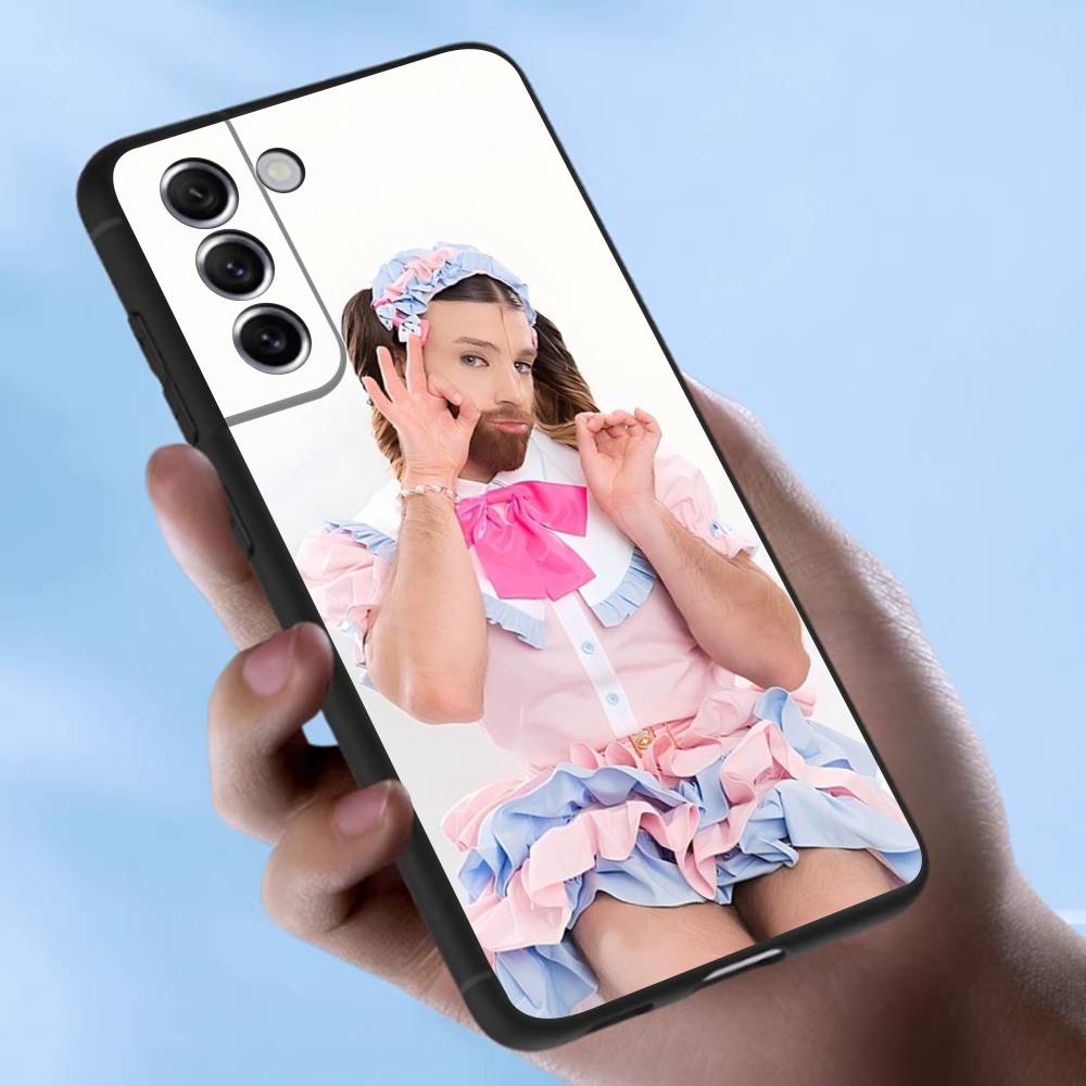 

Cartoon Spoof Bearded Man Loli Outfit Case For Samsung Galaxy Case S25 S23 S22 S21 S30 S20 S10 Ultra Plus FE TPU Soft Cover Samsung S21Plus