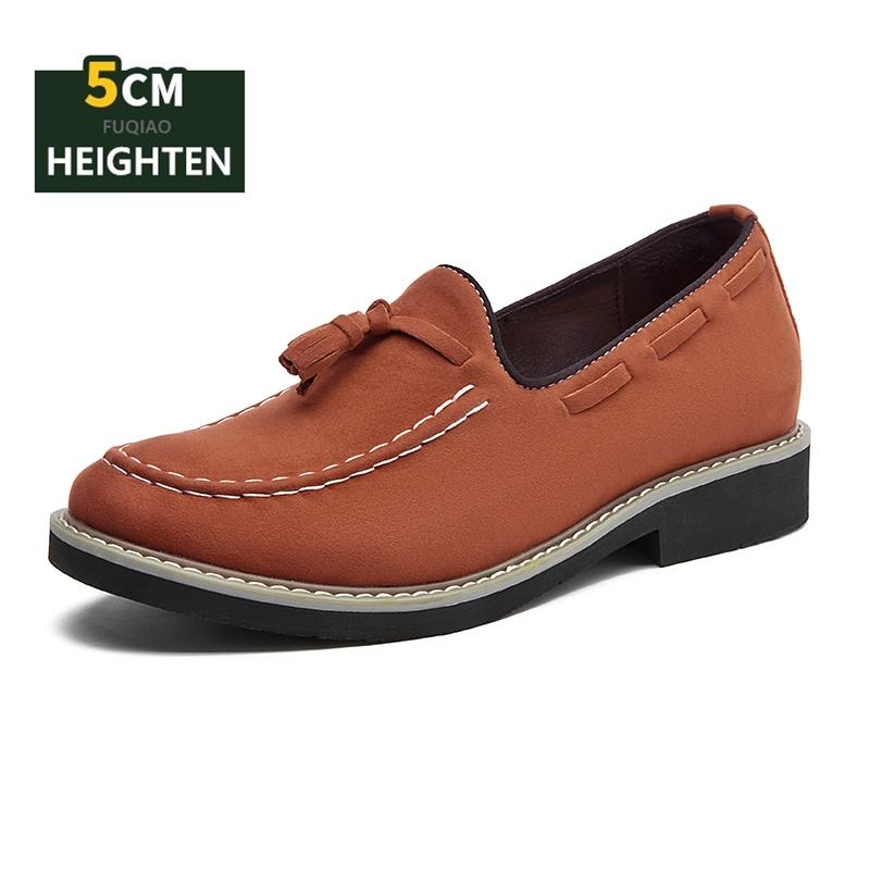 Fashion Genuine Leather Handmade Men Casual Elevator Loafers 5cm Hidden Inner Height Increase Slip-On Comfortable Driving Shoes Moccasin