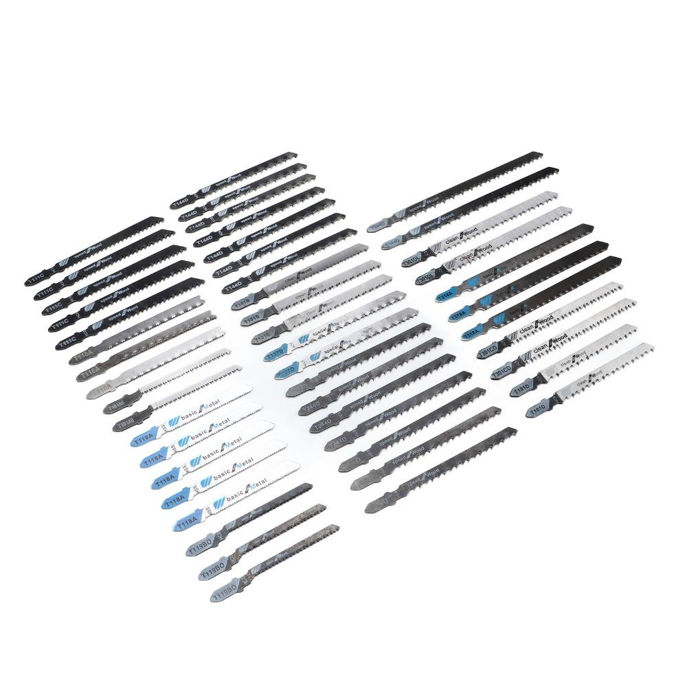48PCS T-Shank Jigsaw Blades HSS Assorted Jig Saw Blades Multi-Purpose With Storage Case Blade Set For Wood/Plastic/Metal