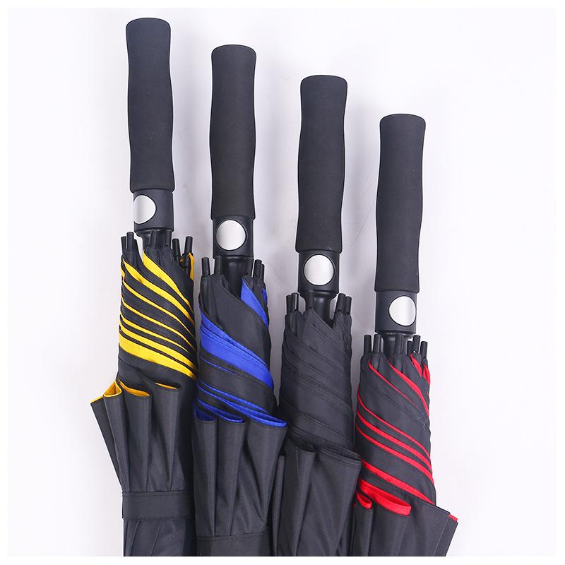 30 "automatic straight handle. Curved handle double layer golf business umbrella Large double men's umbrella windproof umbrella