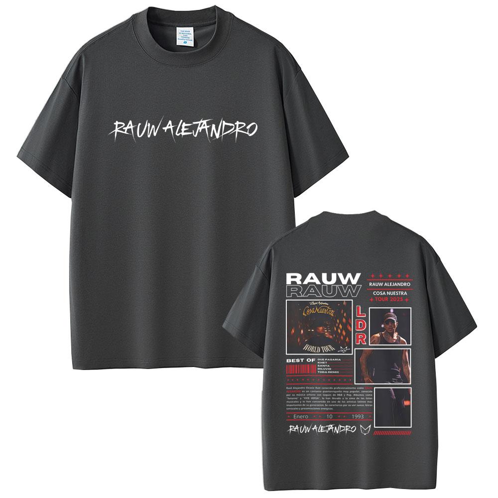 Rapper Rauw Alejandro Cosa Nuestra World Tour 2025 T Shirt Unisex Hip Hop Fashion Street Crewneck T-shirts High Quality Cotton Tees