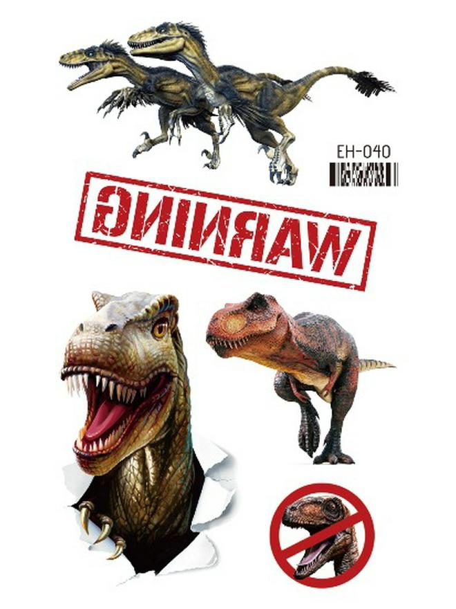 

Водонепроницаемые тату-наклейки Динозавр Тираннозавр Рекс для детей - Долговечные наклейки на лицо и руки 12*7.5CM (default OPP bag packaging)