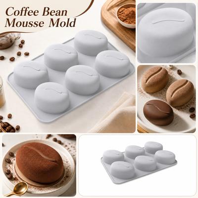 Silikonform für Kaffeebohnenförmige Desserts Sechs Hohlräume Dickes Design Flexibel Antihaft-Backform für Mousse Schokolade und Kaffeebohnen