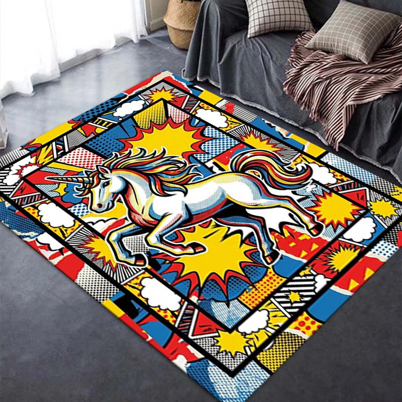 2025 New Unicorn Animal Carpet Rug for Living Room Bedroom Home Sofa Decoration,Kids play Non-slip Floor Mat129