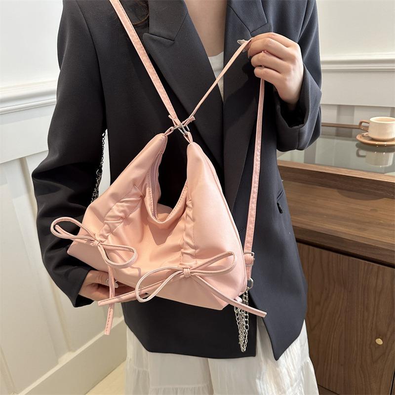 Beautiful Bow Backpack Bag Women's New Fashionable Sweet Tote Bag Casual Large Capacity Messenger Bag