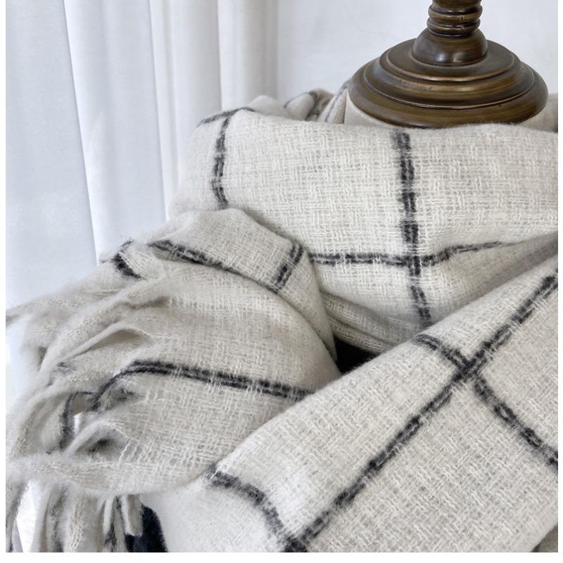 Korean Cashmere Retro Warm Shawl Scarf for Fashion Autumn Winter Men Women Versatile Tassel Scarves Classic Plaid Students Wrap