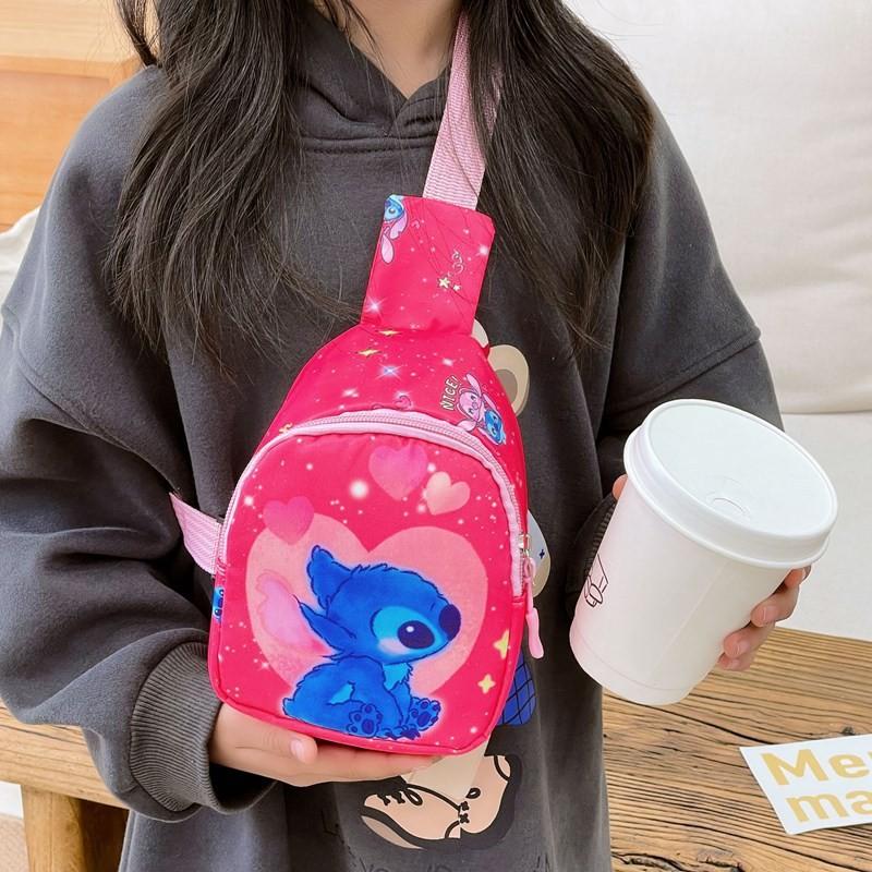 Charming Cartoon Print Backpack In Pink And Blue Lightweight Design For Kids On The Go