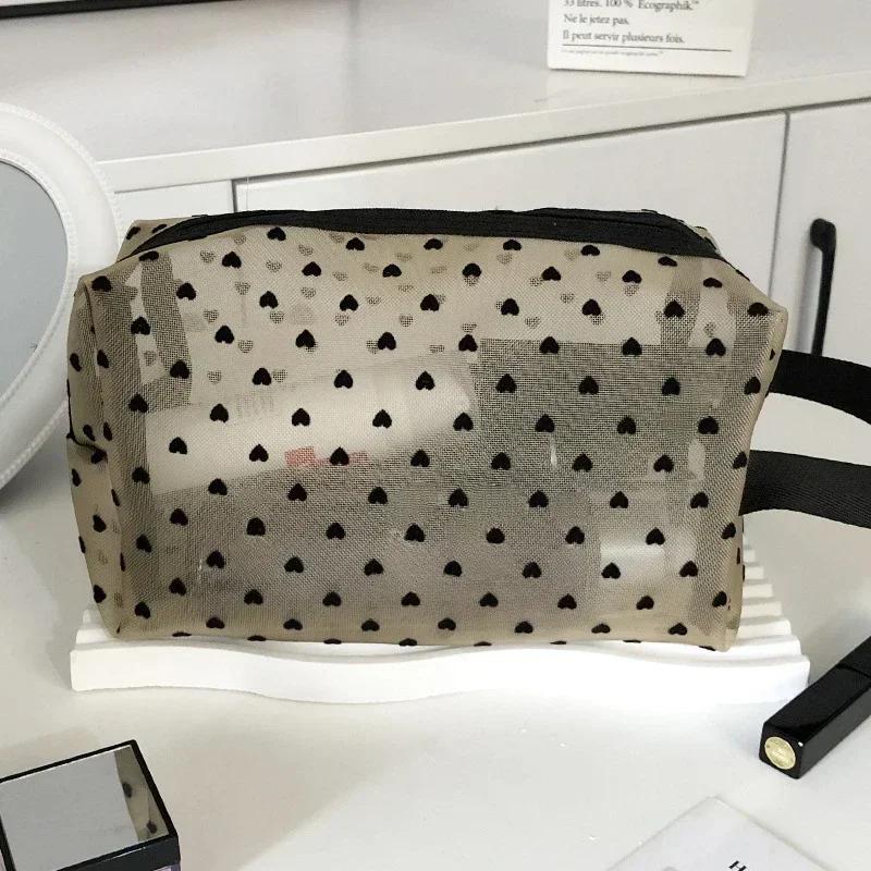 New Mesh Transparent Cosmetic Bags Small Large Clear Purple Makeup Bag Portable Travel Toiletry Organizer Lipstick Storage Pouch