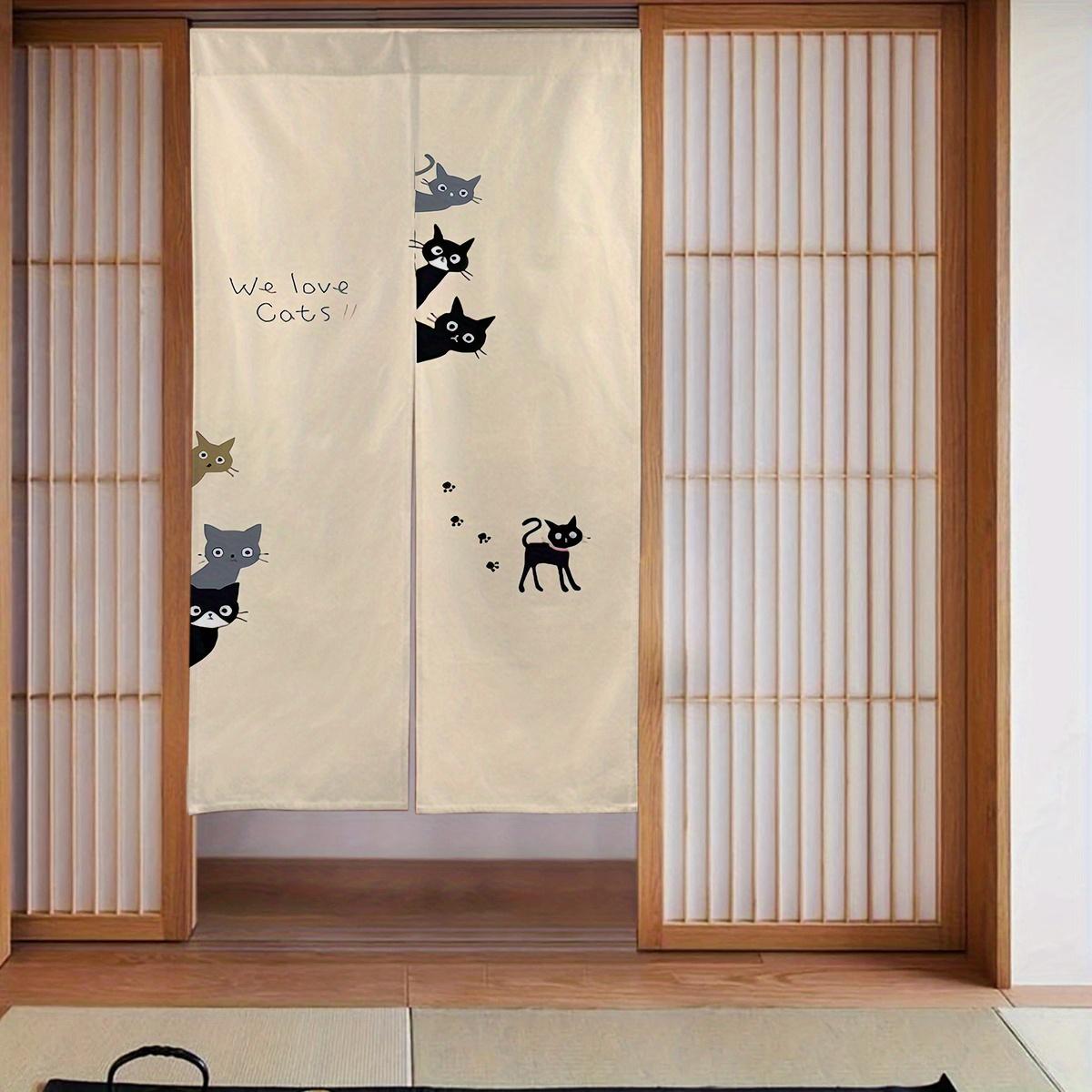 

1pc Japanese City Style Blackout Curtain, 34x56 Inch - Classic Linen Knit Partition Screen with Cute Cat Illustrations, Ideal fo 65x100cm26x39in