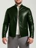 European and American men's stand-up collar PU leather jacket slim jacket jacket fashion business motorcycle style leather jacket