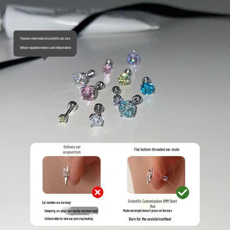 Blitz Zirkon Krallen Ohrstecker - Titanstahl, Schraubverschluss Luxus Muschel Ohrstecker für Damen