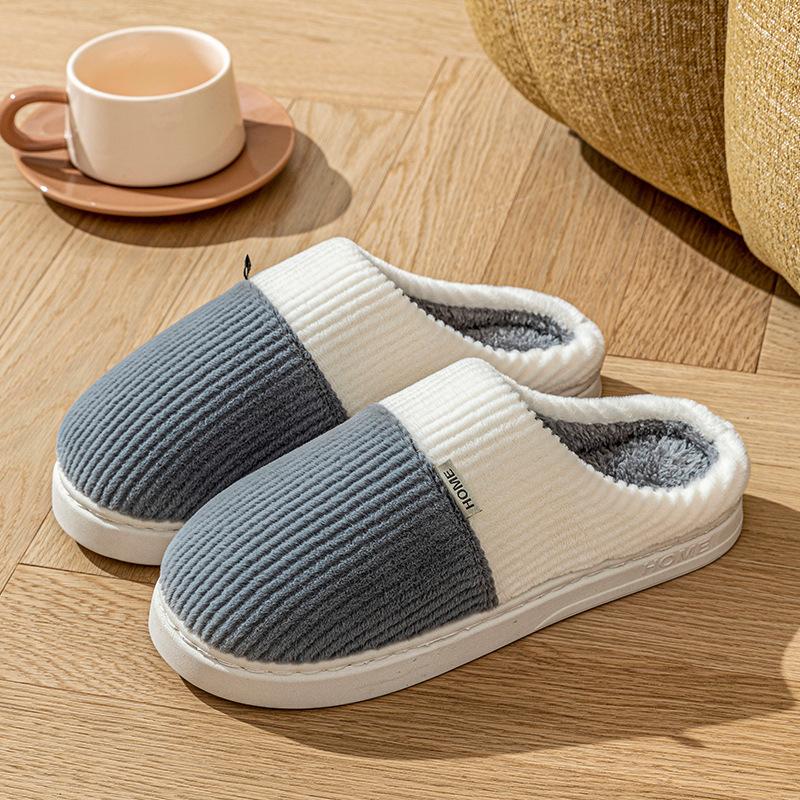 Heel Cotton Slippers Home Thermal Rubber Platform Couple Indoor Non-slip Shoes Winter Wedding Slippers
