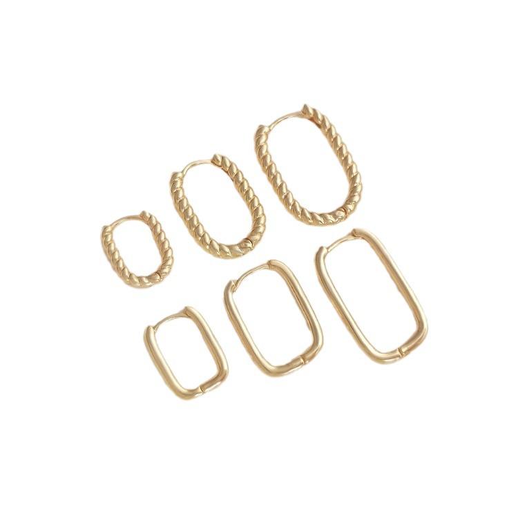 14K Gold-Filled U-Shaped Twisted Ear Cuff Hoops - Fashionable, Lightweight, Classic Earrings