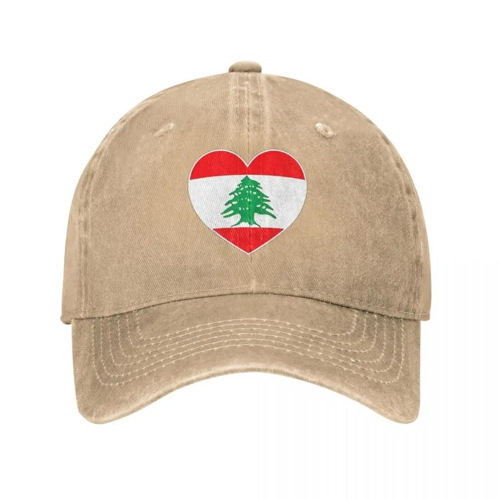 I Heart Lebanon Lebanese Flag Baseball Caps Vintage Distressed Denim Headwear for Men Women Outdoor All Seasons Travel Caps Hat