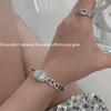 S925 Sterling Silver Korean Style Diamond & Mother-of-Pearl Pig Nose Open Bangle