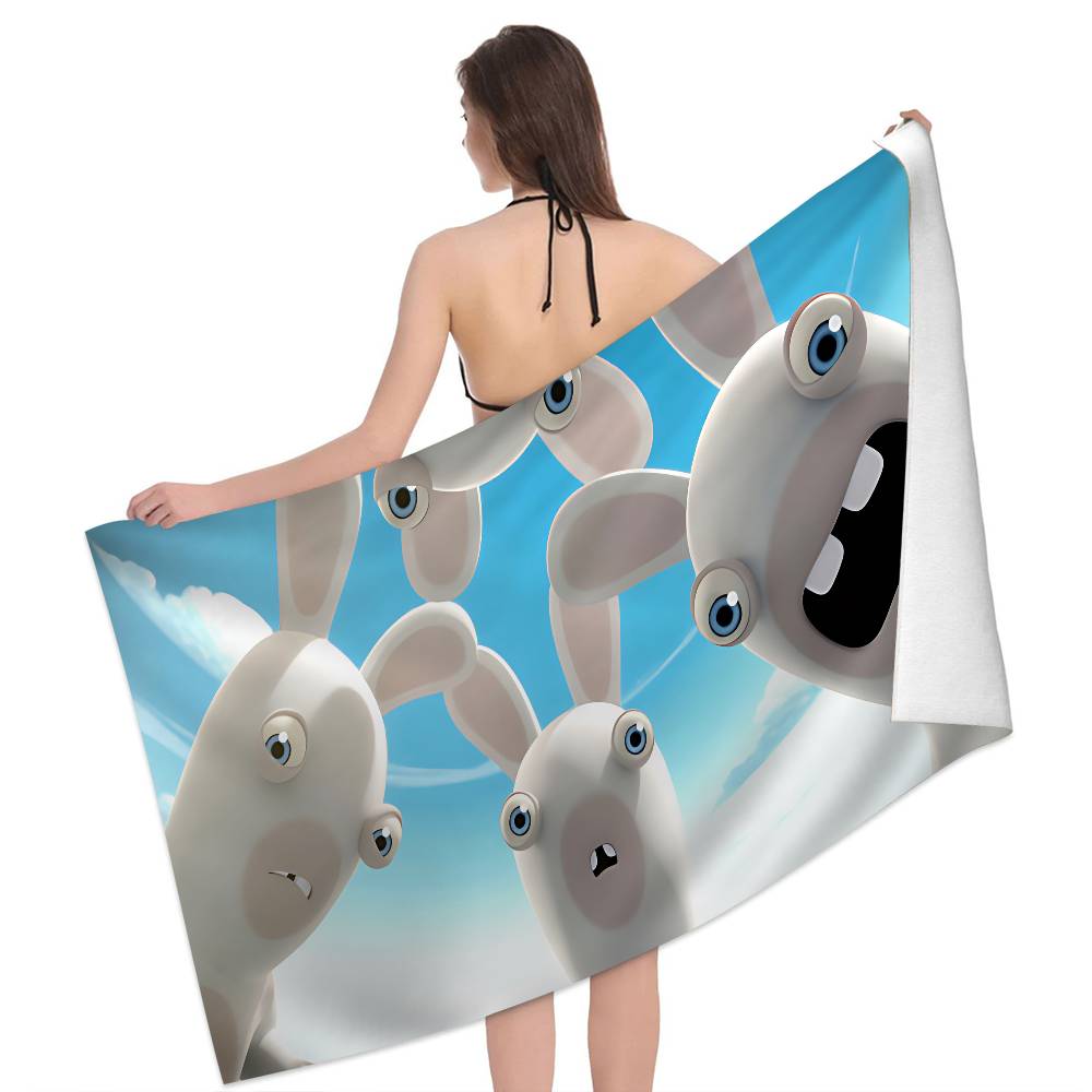 R-Rabbids I-InvasionS Microfiber Printed Beach Towel Mountain Climbing Yoga Beach Swimming Running Absorbent Soft Towel