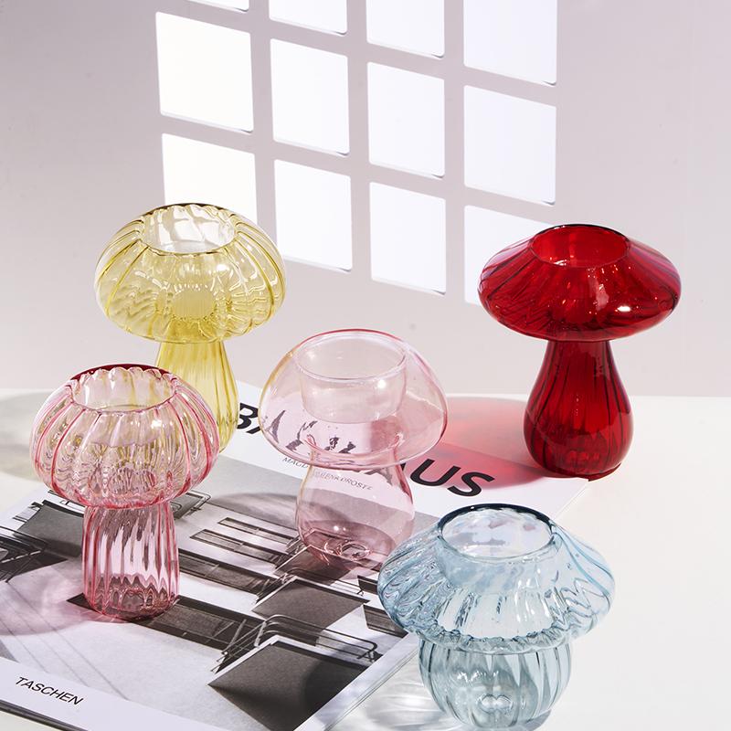 1 szt. Świecznik w kształcie grzyba Minimalistyczny wazon z wzorem grzyba Romantyczne ozdoby na biurko Dekoracyjne ozdoby 5 stylów