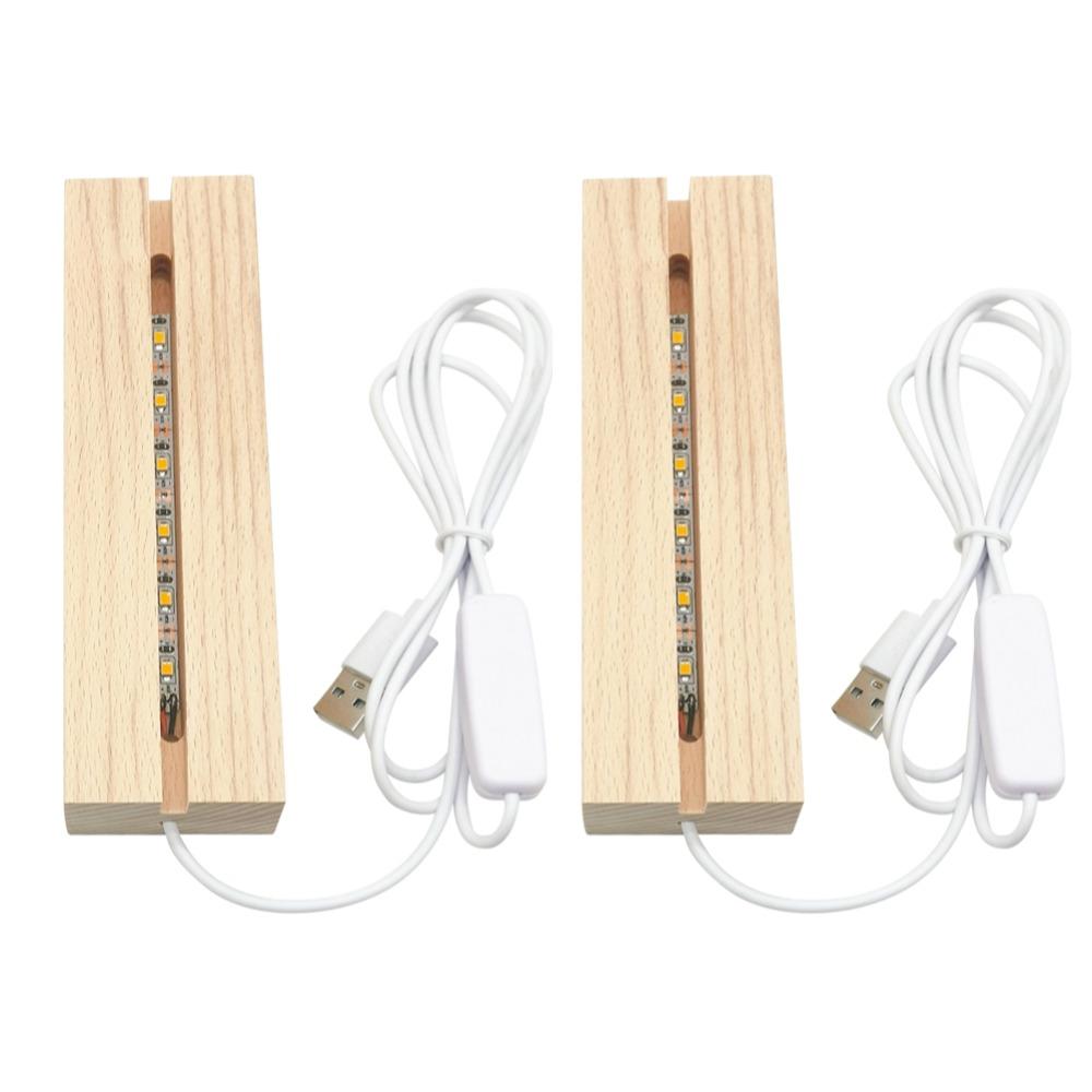 1-10pcs LED Wood Light Display Base Crystal Wooden Lighted Base Stand Acrylic Light Plate Base for Resin Art Lights Ornament