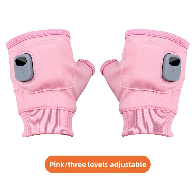 

1 пара перчаток с подогревом USB, зимние унисекс, умный цифровой дисплей, постоянная температура, теплые перчатки для походов на открытом воздухе, велоспорта, офиса розовый