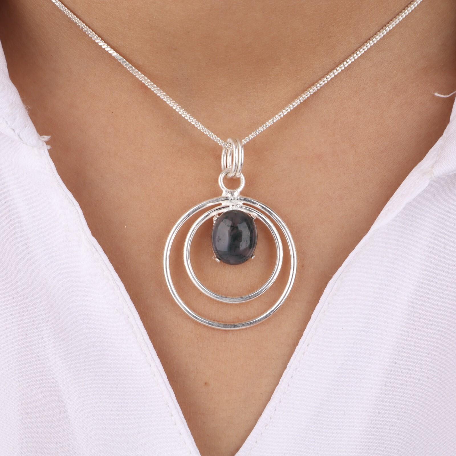 

Natural Moss Agate Gemstone 925 Sterling Silver Jewelry Handmade Pendant 1.65 PP-61-25