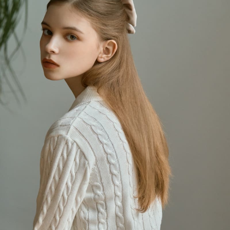 ANOETIC ANC SATIN VELVET RIBBON HAIRPIN_BEIGE