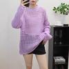 Hollow thin knitted sweater top early autumn new loose and thin lazy wind sweater pullover woman
