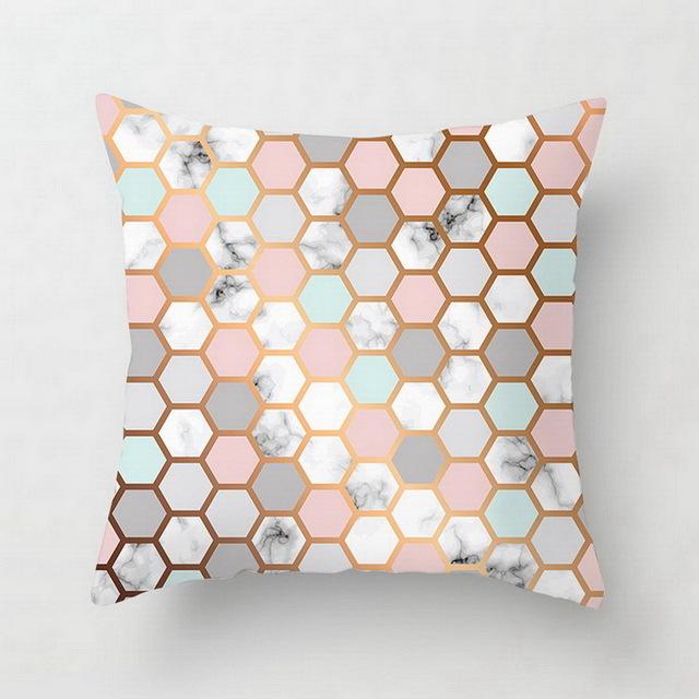 Marble-Patterned Geometry Throw Pillow Covers With Digital Printing Of Short Plush Fabric Car-Shaped Sofa Cushion Home Decor