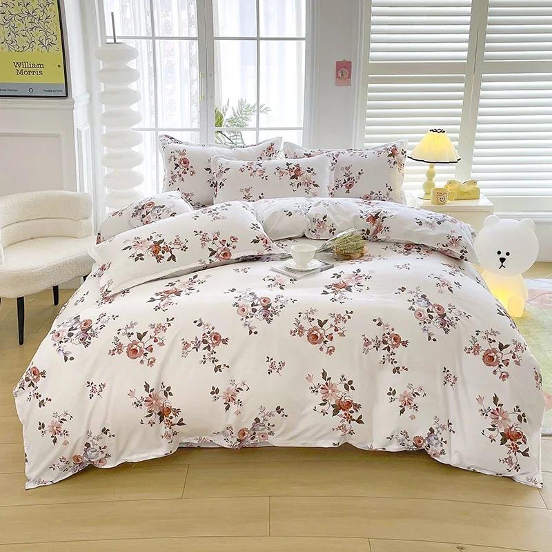 Comforter Romantic Peony Floral Reversible Shabby Flower Comforter With 2 Vintage Farmhouse Bedding Set