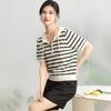 Hooded Knitted Sweater Summer Women's New Style Hooded Short Sleeve Striped Woolen Sweater Knitted Thin Top