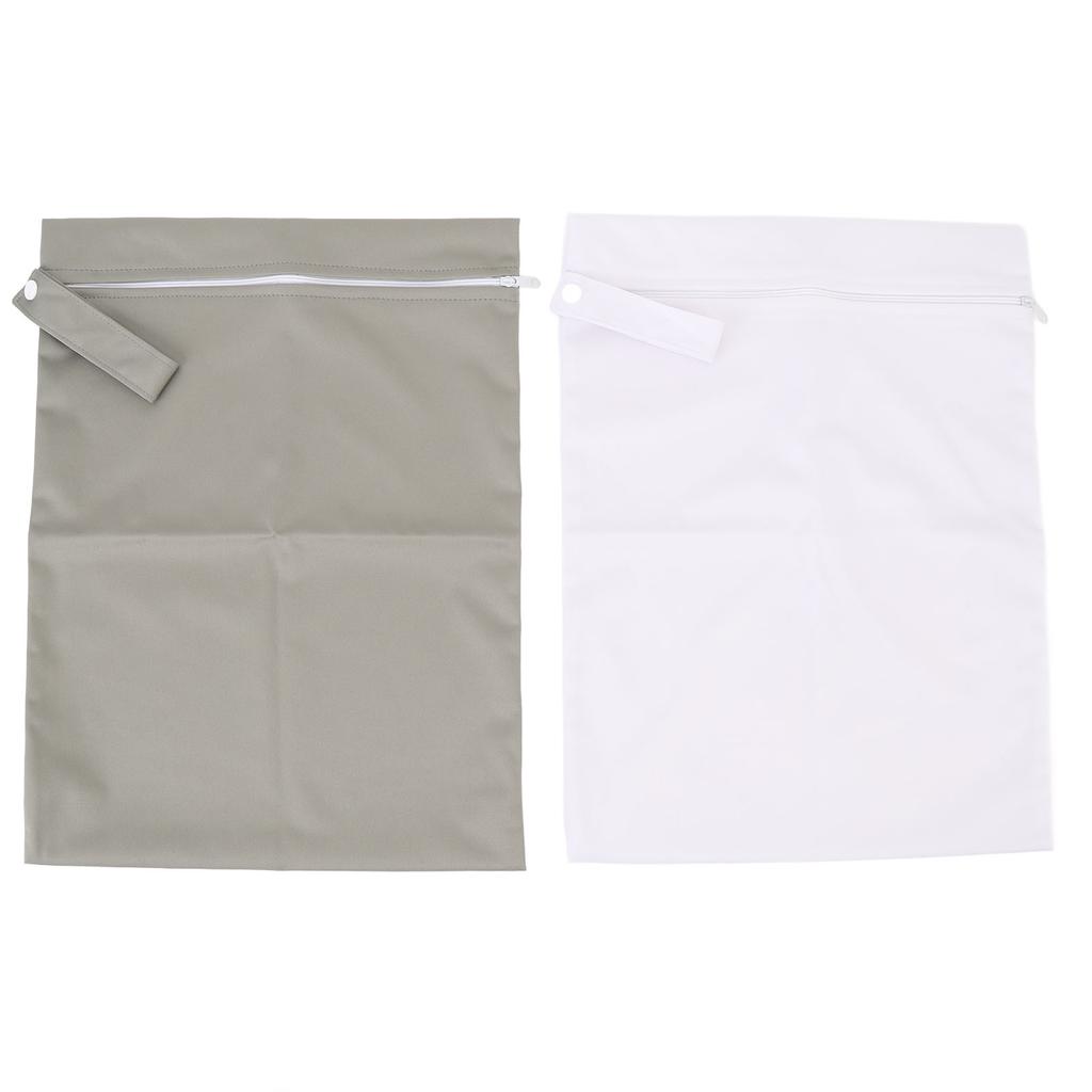 2pcs Wet Bags Zippered Water Proof Portable Outdoor Storage Bag Organizer for Wet Clothes Green