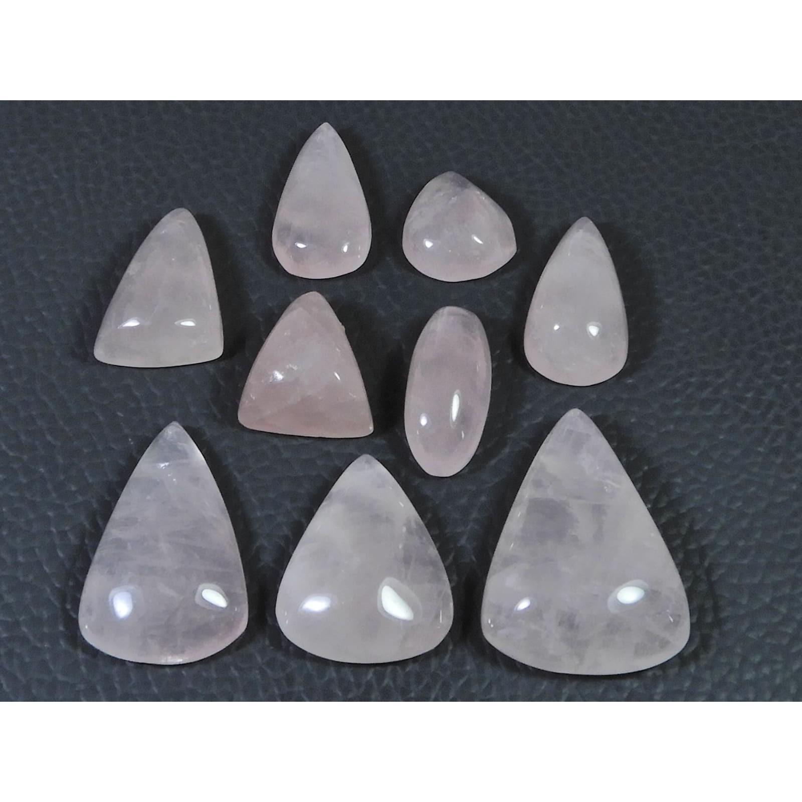 155Cts.Natural Pink Rose Quartz Mix Shape Cabochon Loose Gemstone 09Pcs Lot C-2365