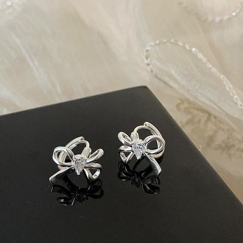 

Серьги-бантики с микро-инкрустацией из циркония, женские, нишевые, дизайн, сладкие и милые, простые, индивидуальные, универсальные серьги