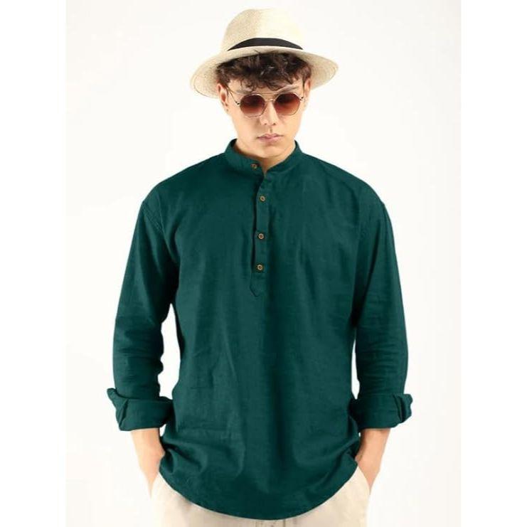 Men's Cotton Blend Full Sleeve Kurta Shirts Pack of 1 Designed for Festive Moments, Cultural Functions, or Casual Gatherings