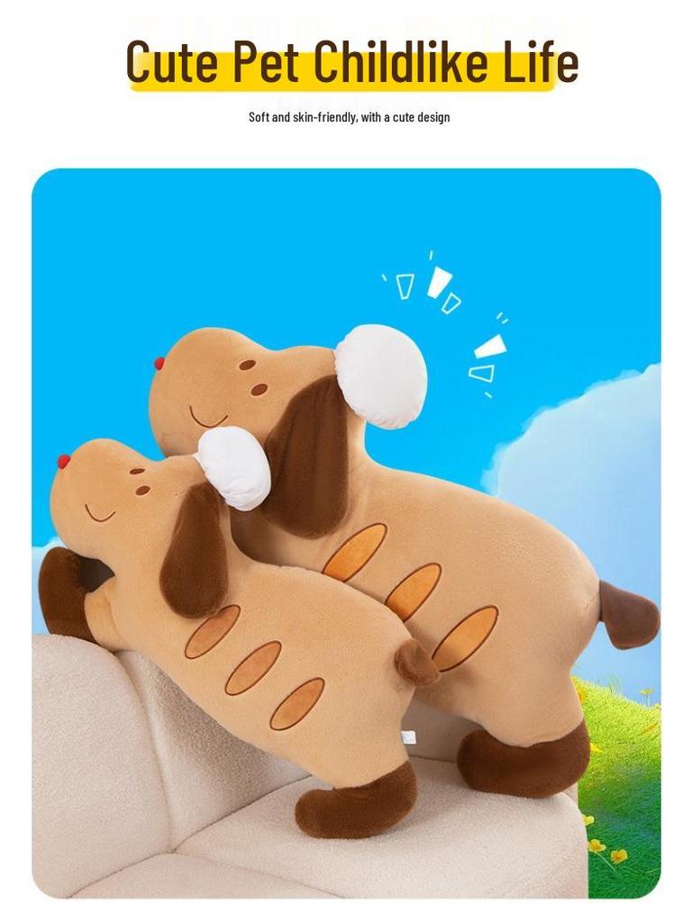Creative Chef Baguette Dog Plush Pillow - Large Puppy Sleeping & Side Sleeper Pillow