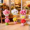 Miniatura Casa de Bonecas Buquê de Flores Acessórios Mini Rosa Artificial de Resina Tulipa Girassol Lírio Flor Figura para DIY Jardim Bonsai Micro Paisagem